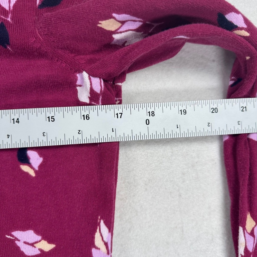 Tommy Hilfiger Womens Pima‎ Cotton Floral Cardigan Sweater Burgundy Wine Small - Picture 7 of 9